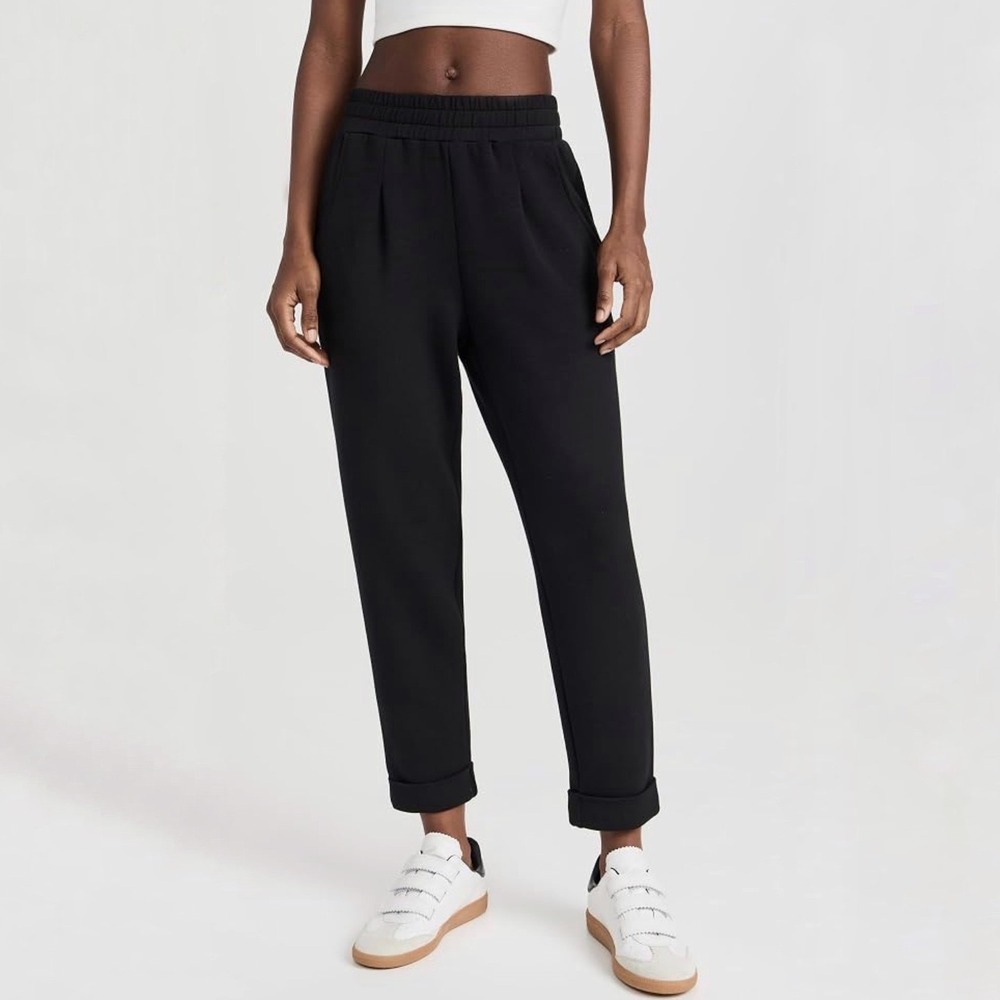 Varley | Double Soft  Rolled Cuff Pant Black Tapered Joggers  Size M